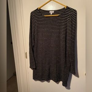J.Jill Black and White Striped Women's Tunic top.